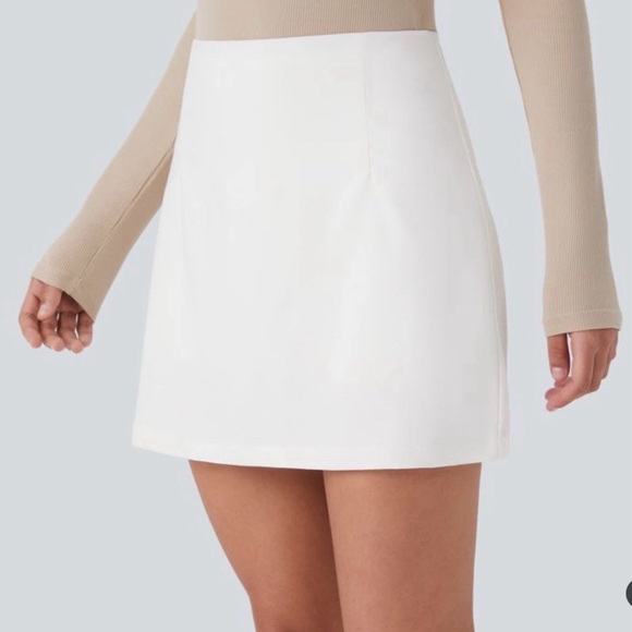 NEW Halara White High Waisted Side Zipper 2-in-1 A Line Mini Casual Skort Skirt - Picture 11 of 14